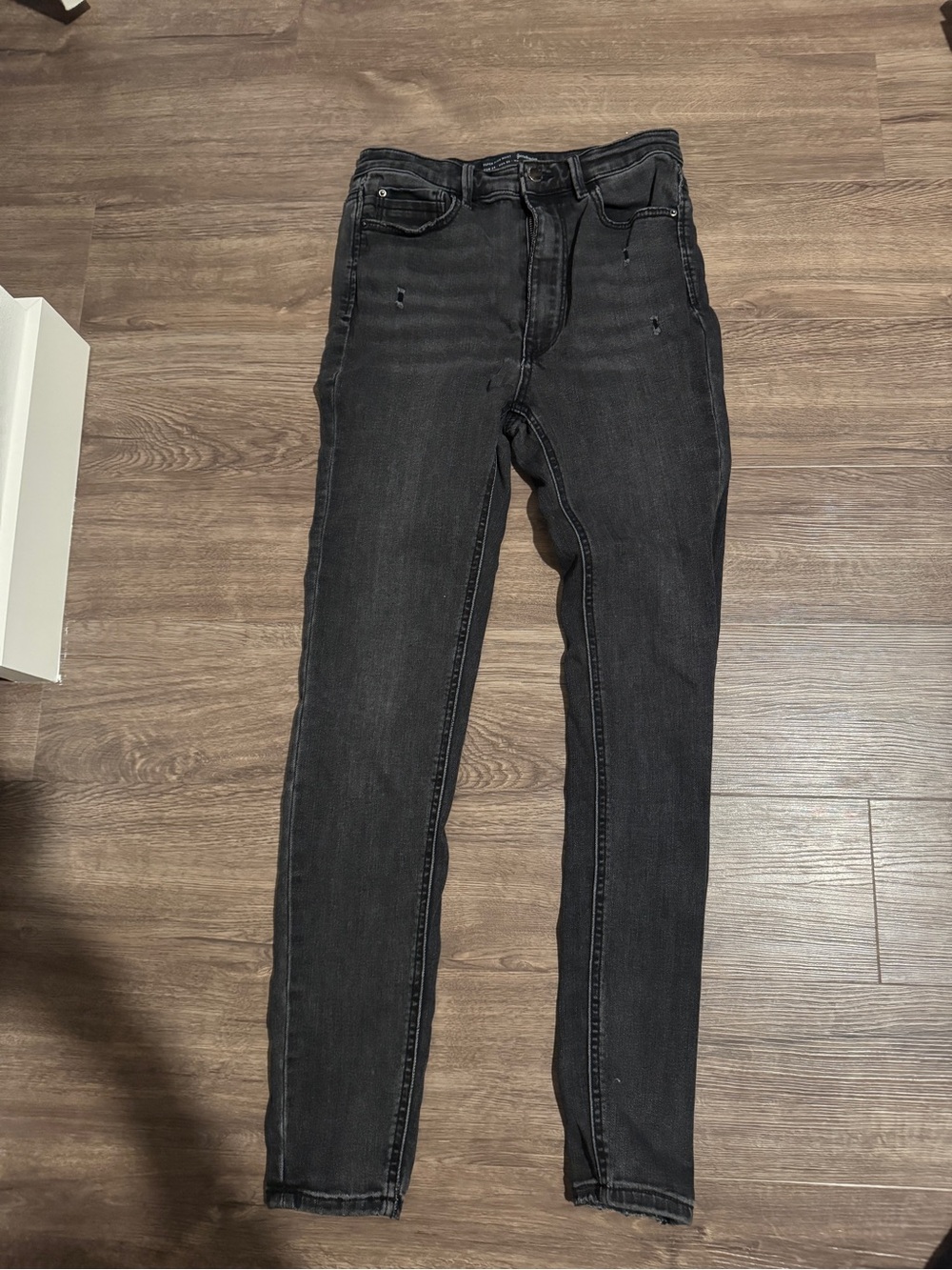 stradivarius Black Washed High-Rise Skinny Jeans